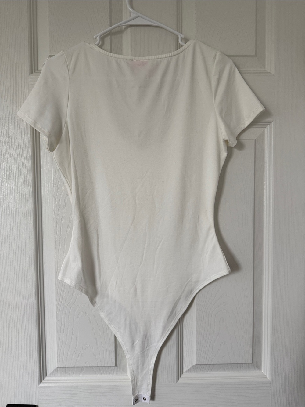 Pink Lily White V-Neck Short Sleeve Bodysuit - Picture 4 of 4